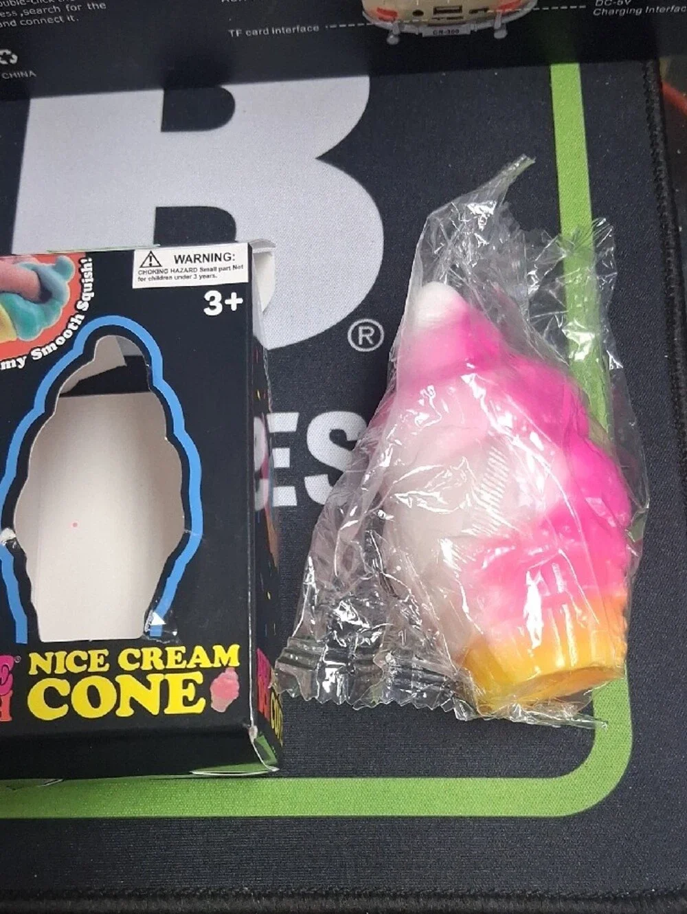 Nee Doh Nice Cream Cone Squishy Toy - Pink & White Gradient